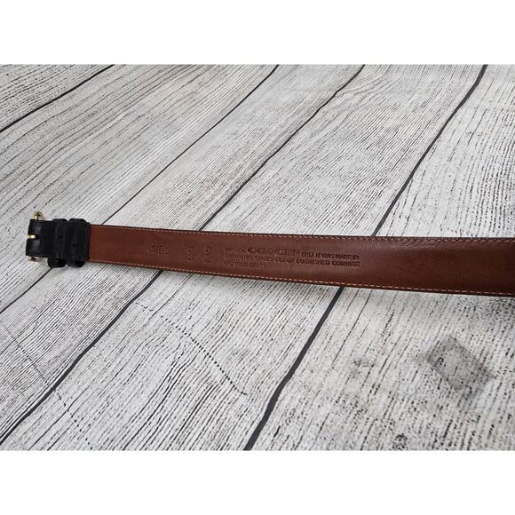 Coach Belt 40” Black Burnished Cowhide Leather Unisex 5800 Brass Buckle Gold - Picture 6 of 7